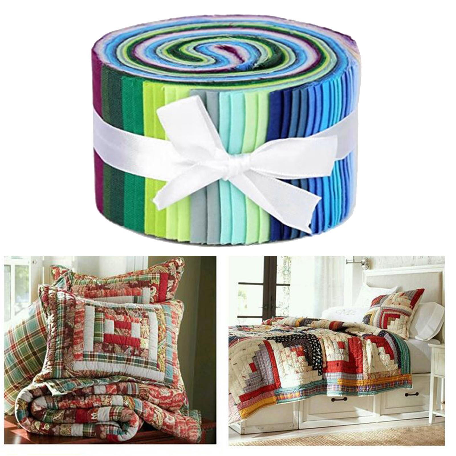 72Pcs Colorful Roll Up Fabric Strips 2.5 Inch Craft Fabric For Patchwork