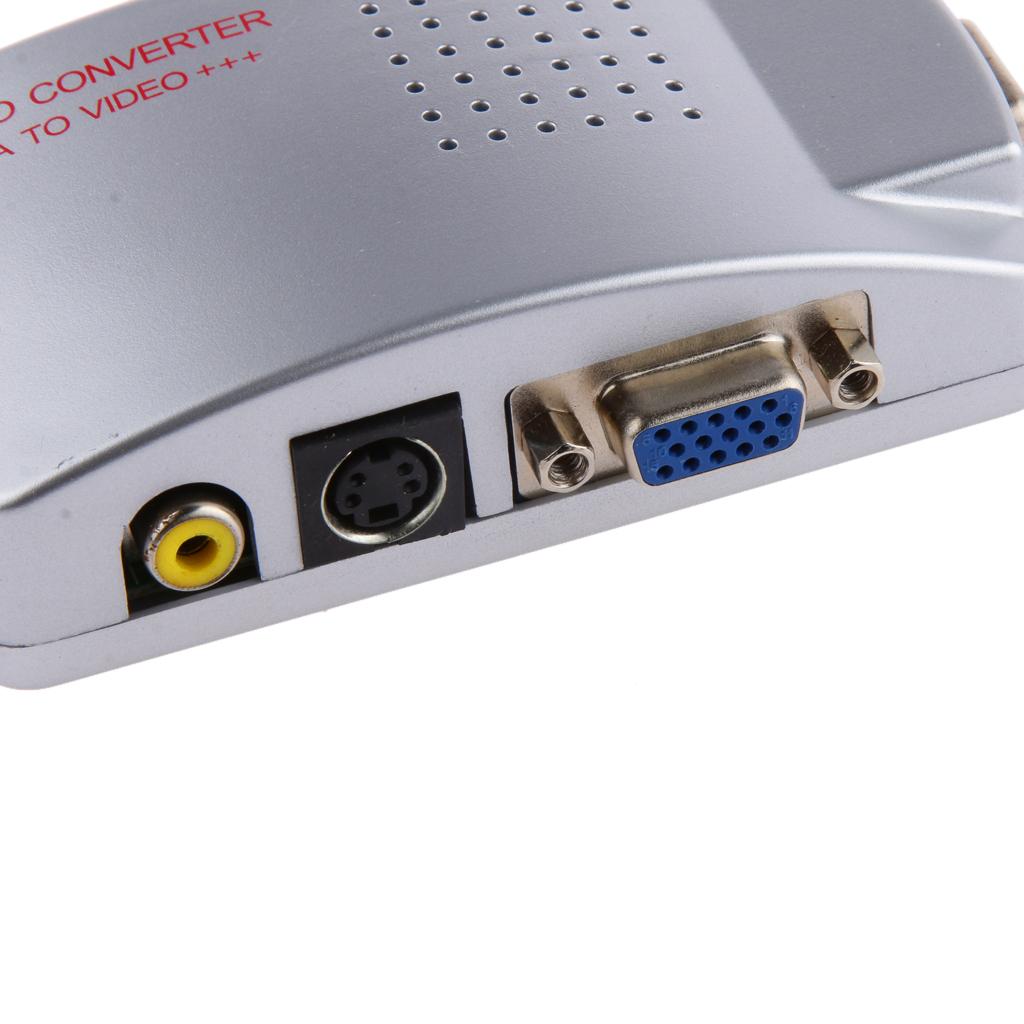 Computer VGA to TV AV Composite Converter Adapter S-Video Box for PC Laptop Mac