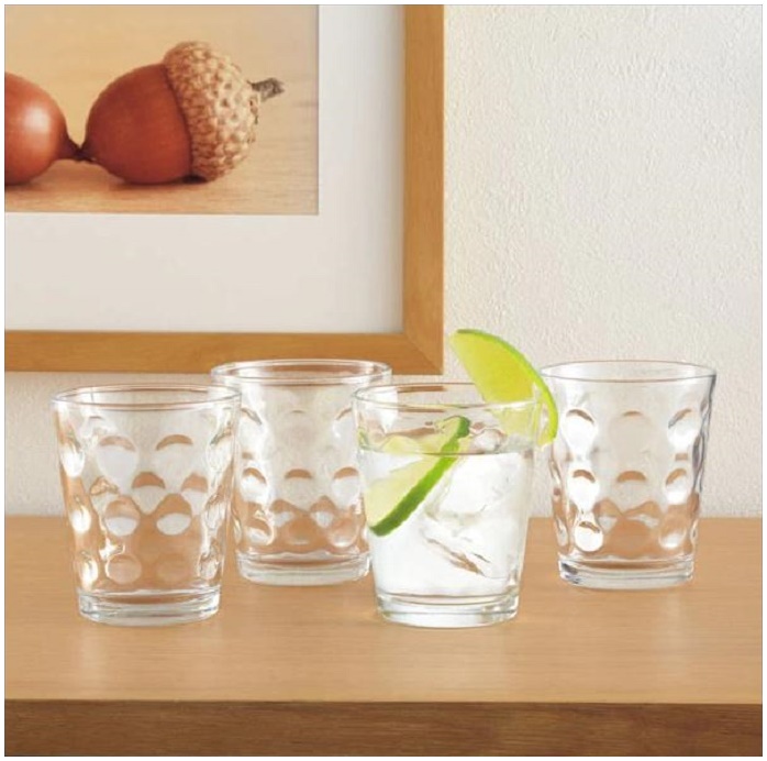 Combo hộp 4 chiếc cốc thủy tinh 240ml + Bình nước du lịch 1000ml hàng nội địa Nhật Bản