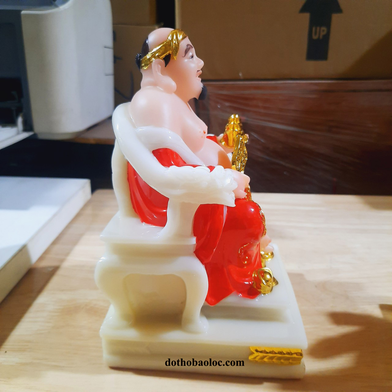 Cặp tượng thần tài ông địa đá ngồi ghế cao cấp Đài Loan cao 8 inch