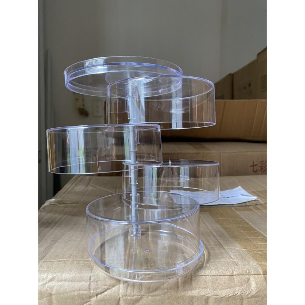 Kệ đựng đồ trang sức,đựng đồ mỹ phẩm, đựng đồ dùng cá nhân xoay 360 màu trong suốt 4 tầng.