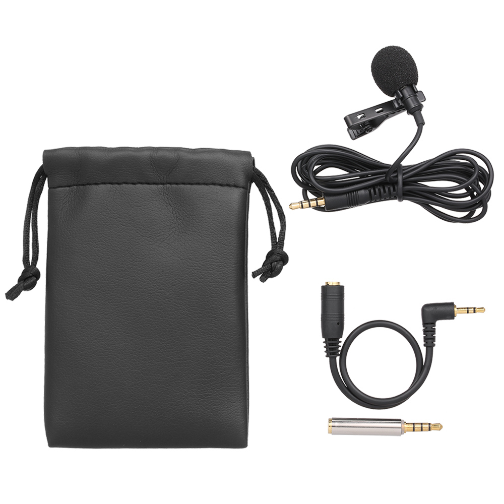 Micrô 3.5mm Mini Collar 1.5m Có Dây Kẹp Và Độ Nhạy Cao Với Túi Lưu Trữ Cho Điện Thoại Thông Minh