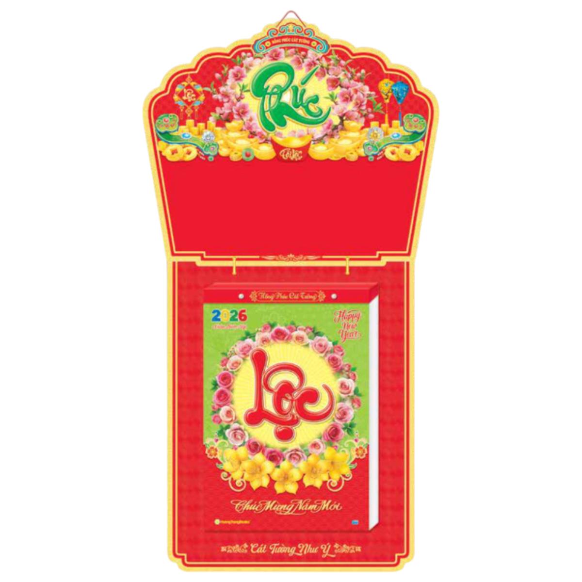 Lịch Bloc Siêu Đại - Chủ Đề Trà &amp; Hoa - Hồng Phúc Đại Cát - Hương Trang HT9