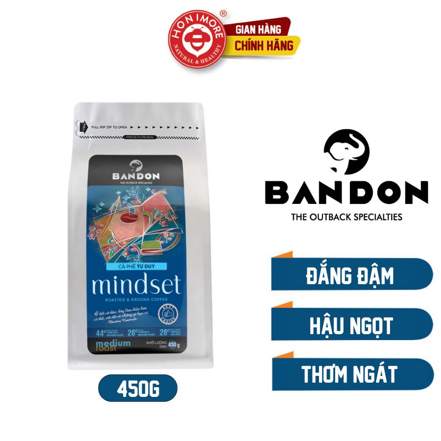 Cà phê phin nguyên chất mộc sạch BANDON MINDSET 450g đắng đậm, hậu ngọt, thơm mạnh - cà phê đặc sản