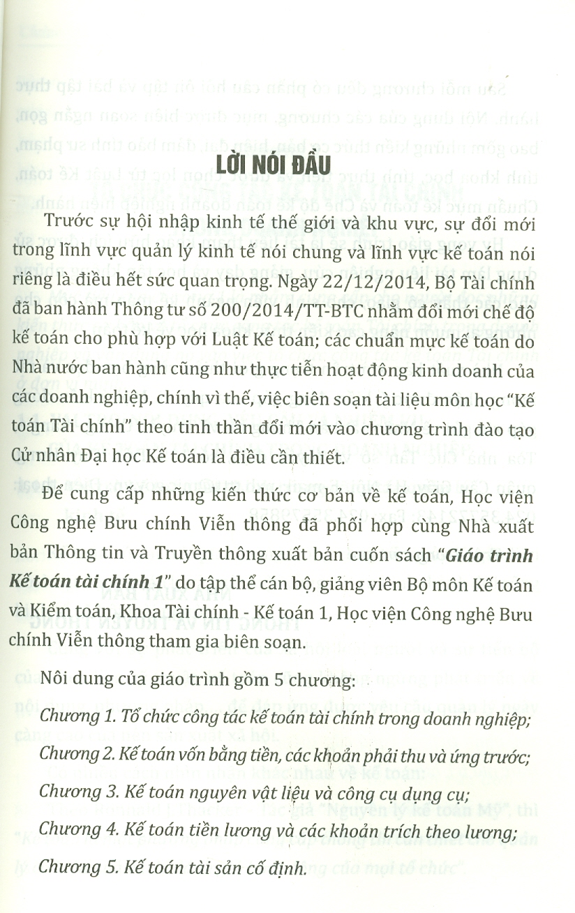 Giáo trình Kế toán Tài chính 1 - TS. Nguyễn Văn Hậu -