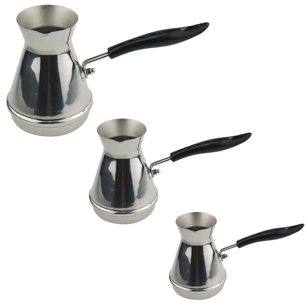 2pcs Cezve Turkish Coffee Pot Long Handle Ibrik Stainless Coffee Maker 350ml