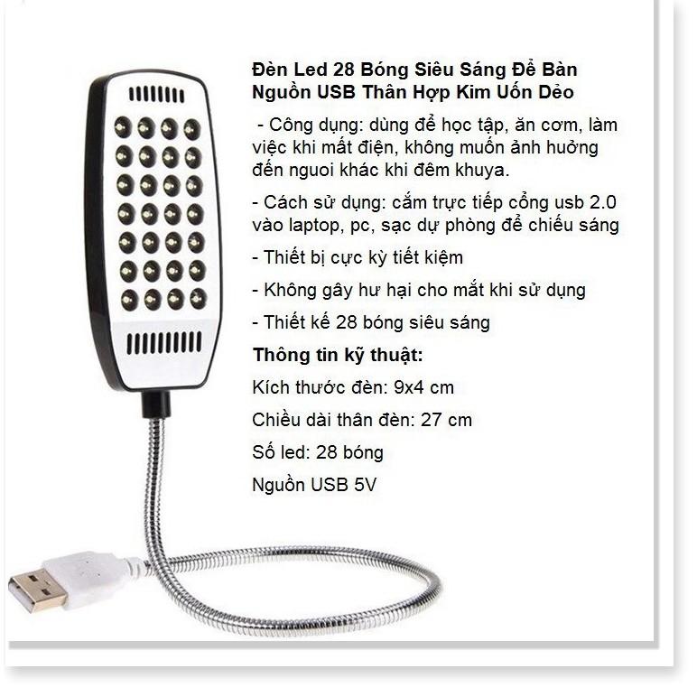 ĐÈN LED 28 BÓNG SIÊU SÁNG USB có thể bẻ cong