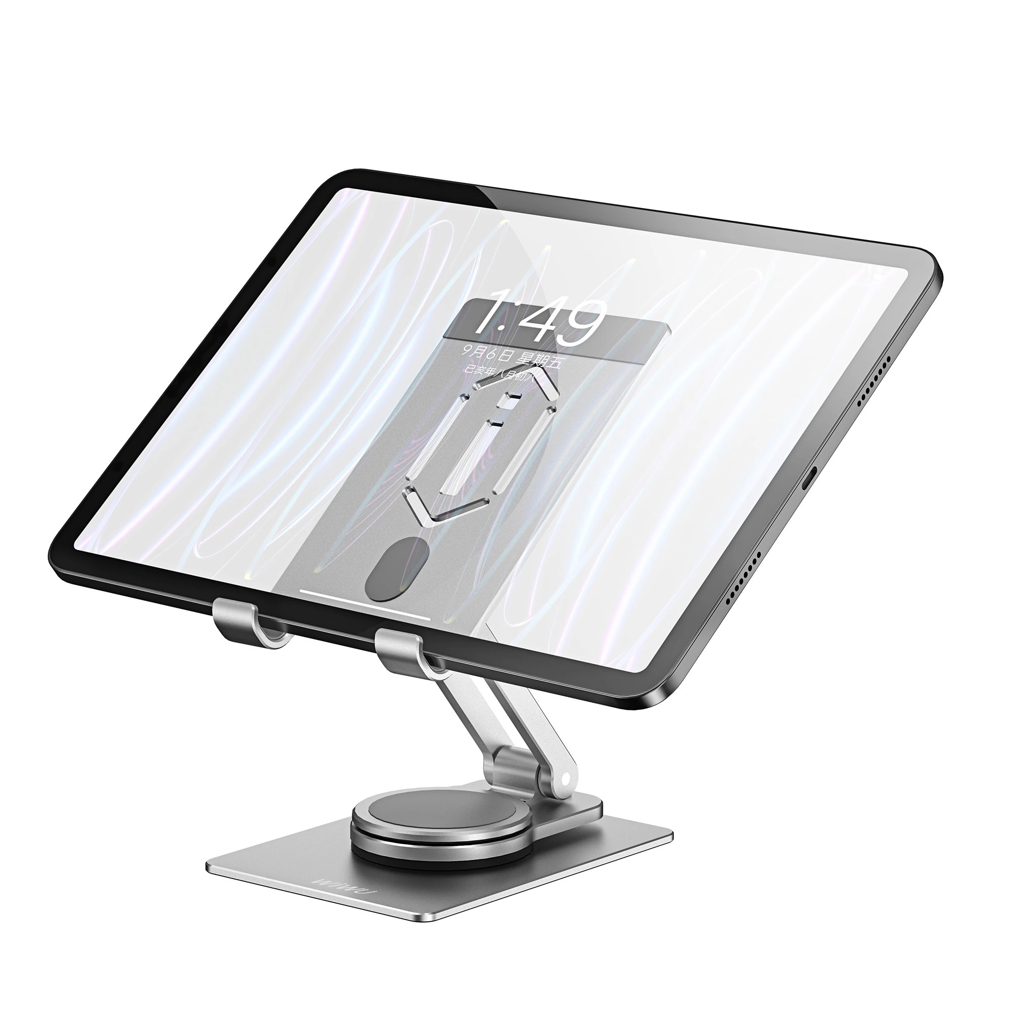Giá đỡ hợp kim nhôm xoay 360 độ, gấp gọn điều chỉnh linh hoạt điện thoại máy tính bảng hiệu WIWU ZM107 cho iPhone iPad 16 15 11 12 13 Fold Flip S23 S24 - Hàng nhập khẩu