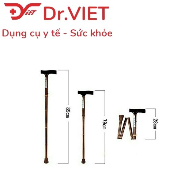 Gậy batoong xếp Y-27 - Gậy chống cho bệnh nhân, cho người già. Điều chỉnh được cao thấp rất tiện lợi.