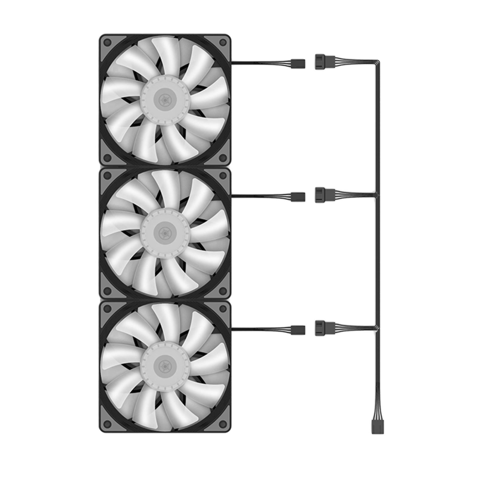 3x Universal 120mm Case Cooling Fan 1200RPM RGB LED Square  3.6W