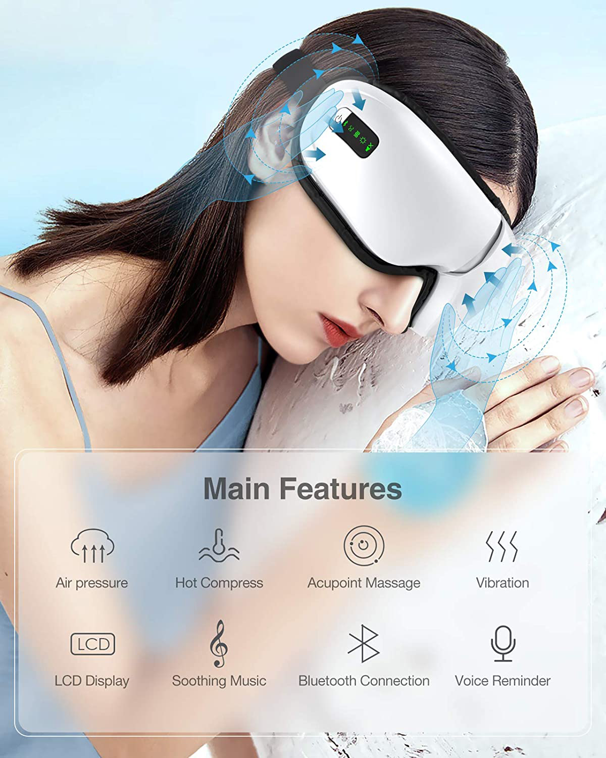 Máy Mát Xa Xông Hơi Cho Mắt aYosun Hàn Quốc Massage Tích Hợp Bluetooth Nghe Nhạc Thư Giãn