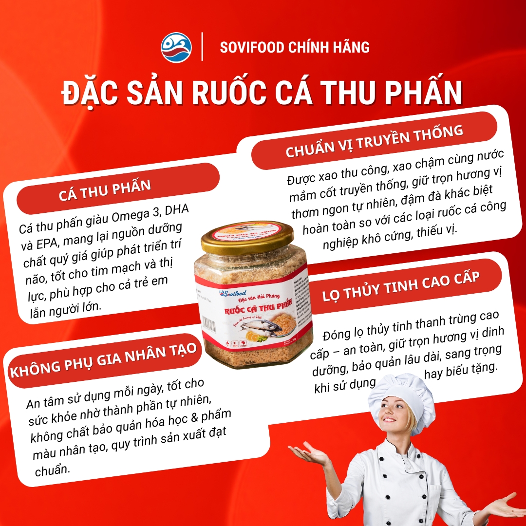 Ruốc Cá Thu Phấn Sovifood - Cá Thu Phấn Tự Nhiên, Giàu Omega 3, Tơi Mềm Cho Bé - 200G