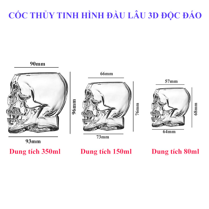 Cốc Thủy Tinh Hình Đầu Lâu 3D V2