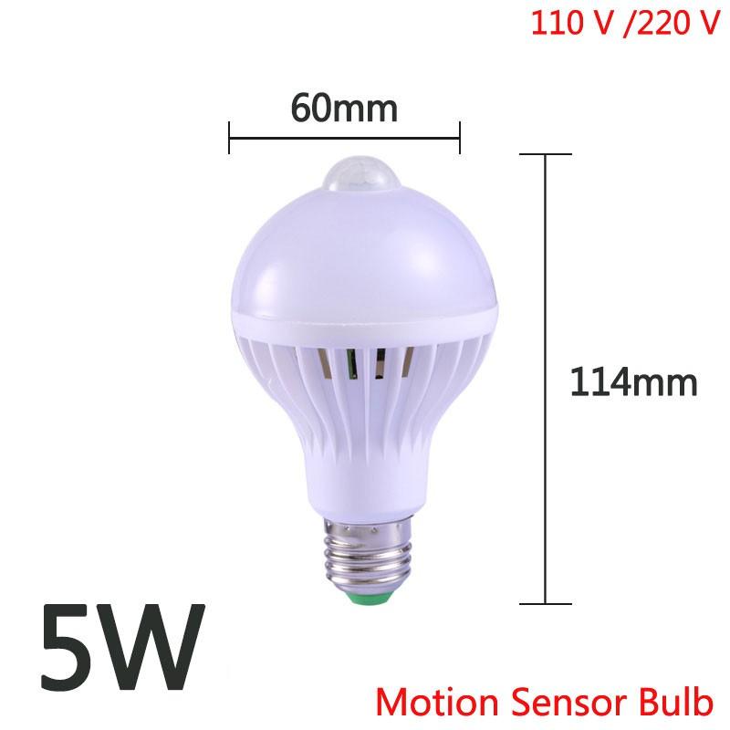 Bóng Đèn LED E27 220V 110V PIR 5W 7W 9W Cảm Biến Chuyển Động Thông Minh