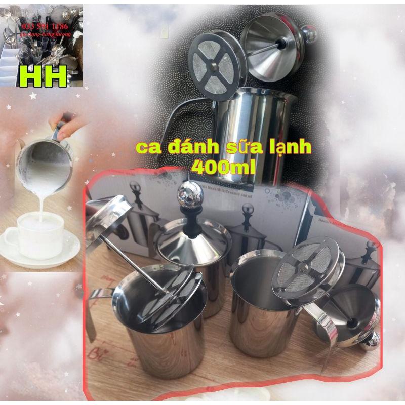 ca inox có vạch định lượng đánh milk foam, đánh sữa lạnh chuyên dụng cụ pha chế trà sữa bartender