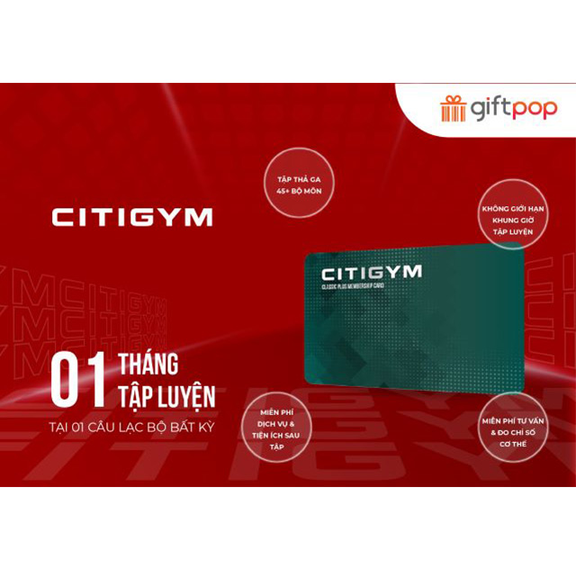 Evoucher CITIGYM 01 Tháng - Thẻ Tập Classic Plus