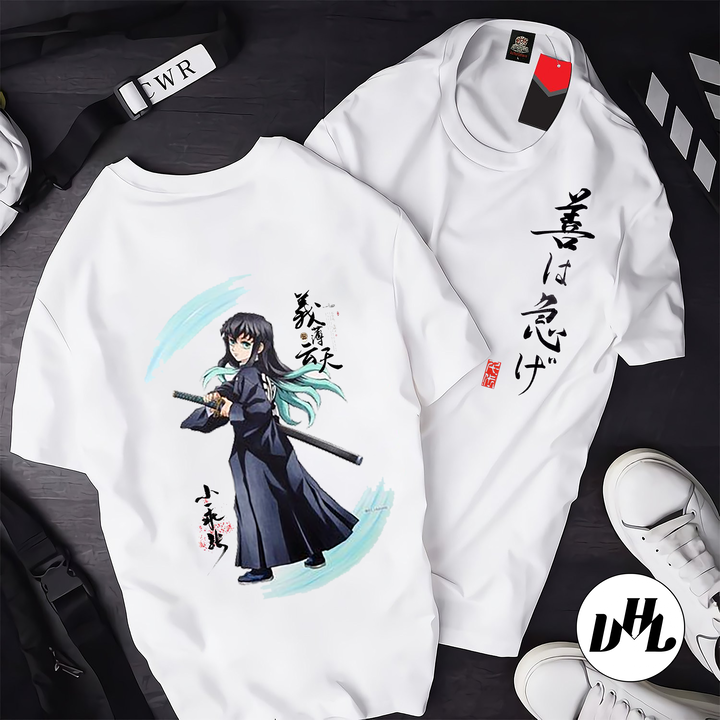 Áo thun trắng Anime, Manga Thanh gươm diệt quỷ Nezuko 03, Unisex Nam Nữ có Size áo từ 25-95kg