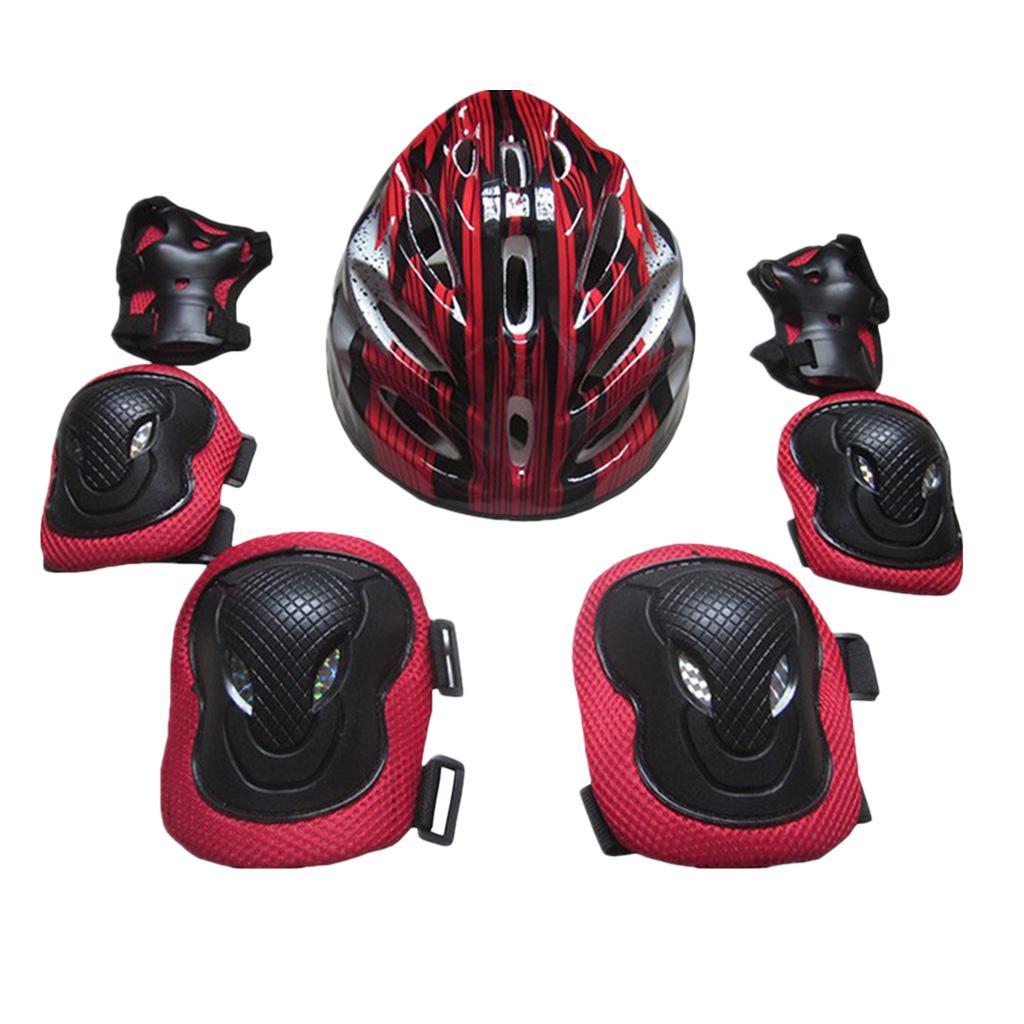 2 Set Outdoor Sports Protective Gear Set, Helmet and Pads of Wrist, Elbow, Knee for Multi-Sport. 7pcs/set for Kids Youth Adults