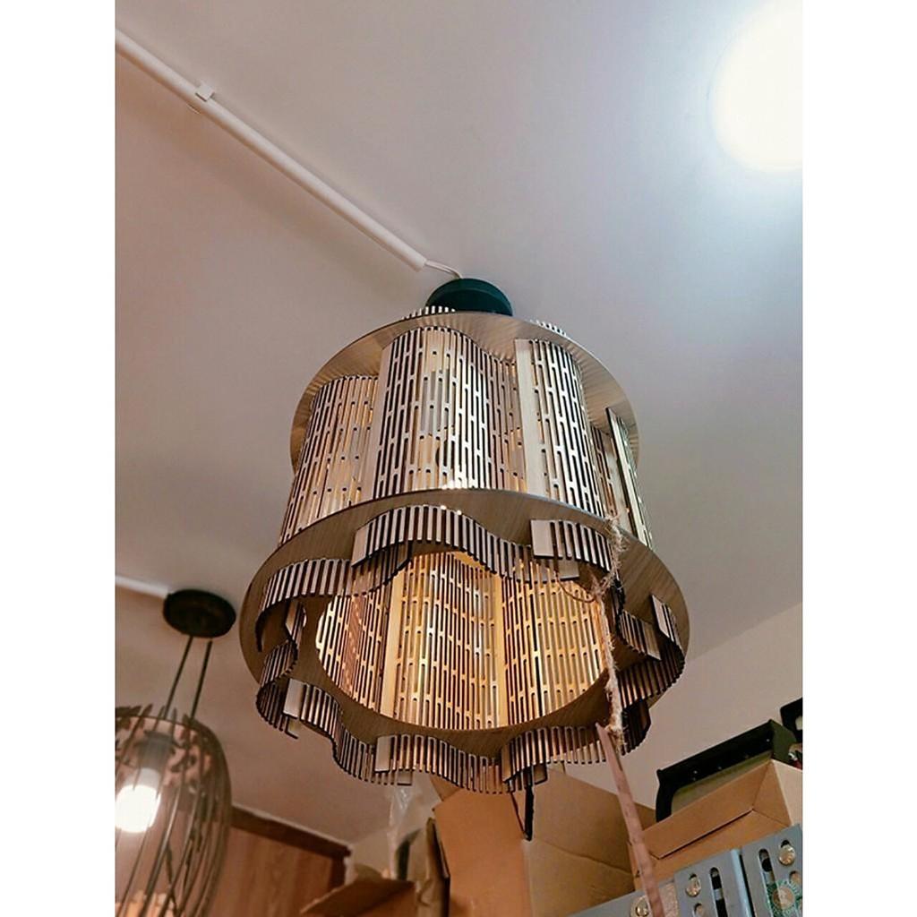 Đèn gỗ hoa văn DG045 - Đèn thả trần trang trí nhà, quán cafe, nhà hàng