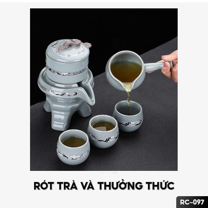 Bộ Ấm Chén Uống Trà Đạo Bộ Pha Trà Kèm Với 6 Cốc Gốm Sứ Cao Cấp RC-097