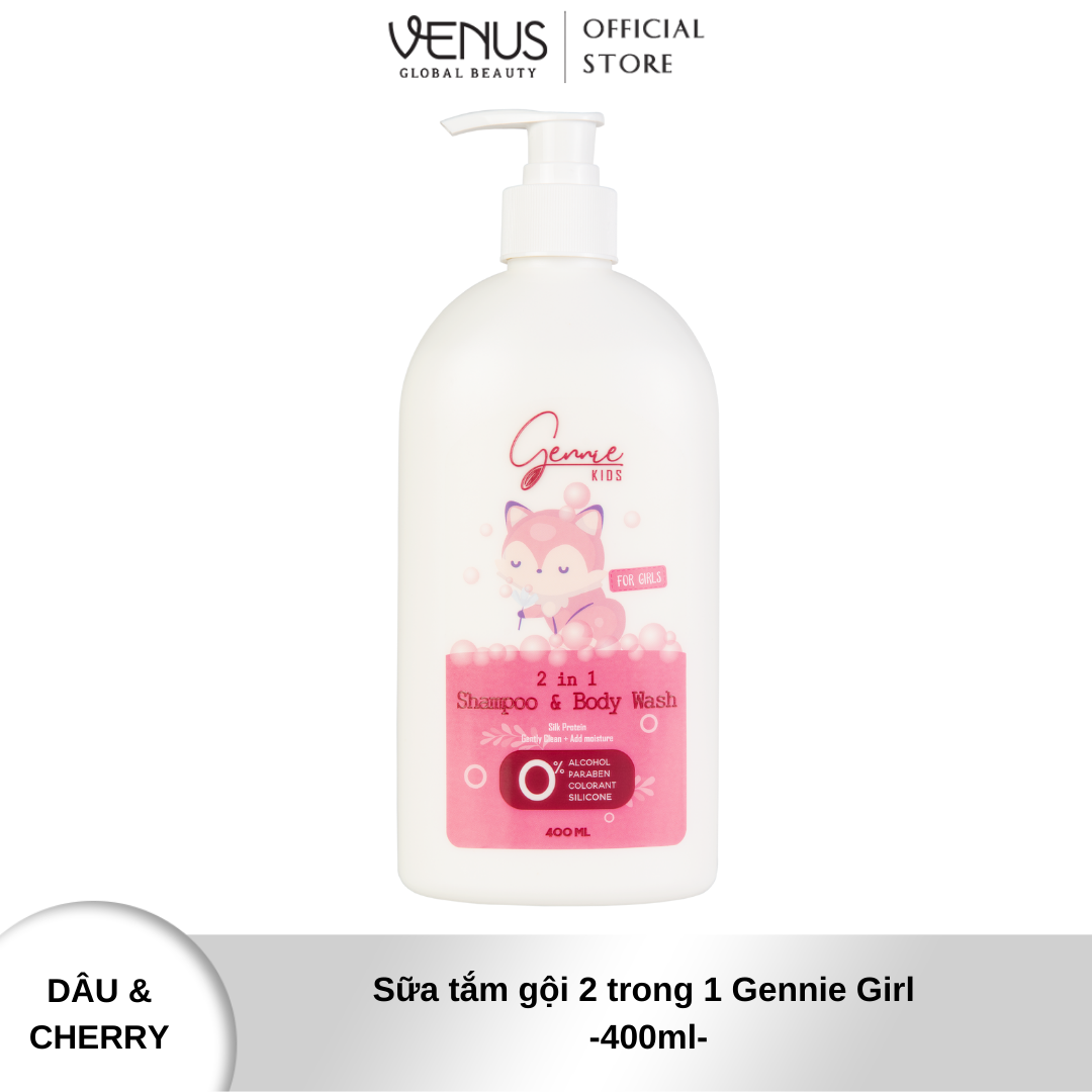 Sữa Tắm Gội 2in1 Gennie Kids Dành Cho Bé Gái 400ml Chính Hãng