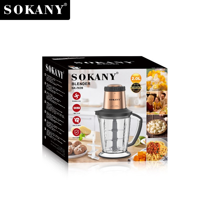 Máy xay sinh tố đa năng  SOKANY SK-7039 công suất cao 1000W xay được đá viên kèm lưỡi bóc tỏi tiện lợi- HÀNG CHÍNH HÃNG