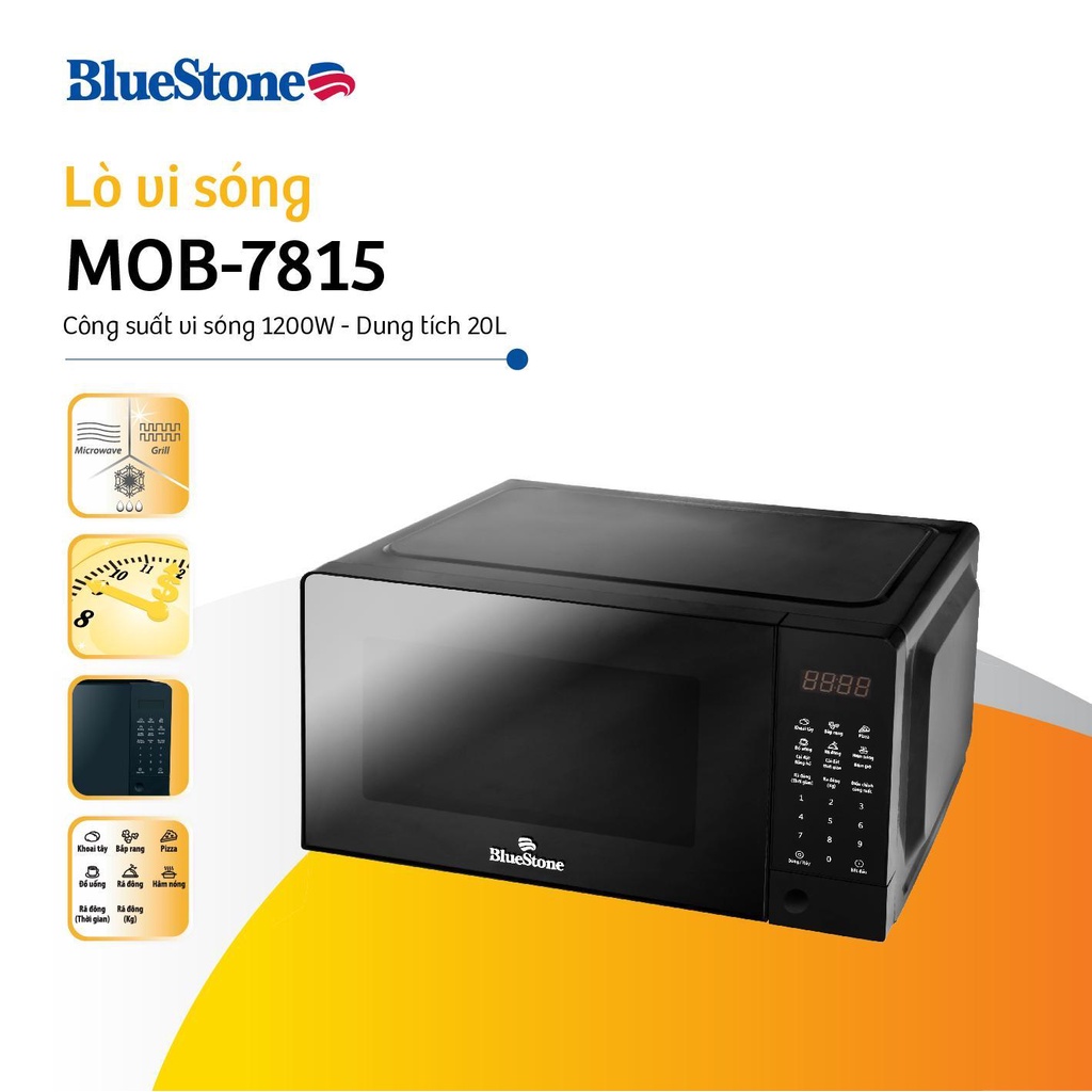 Lò vi sóng điện tử Bluestone MOB-7819/MOB-7815, Dung Tích 20Lit - 1050W, Hàng Chính Hãng