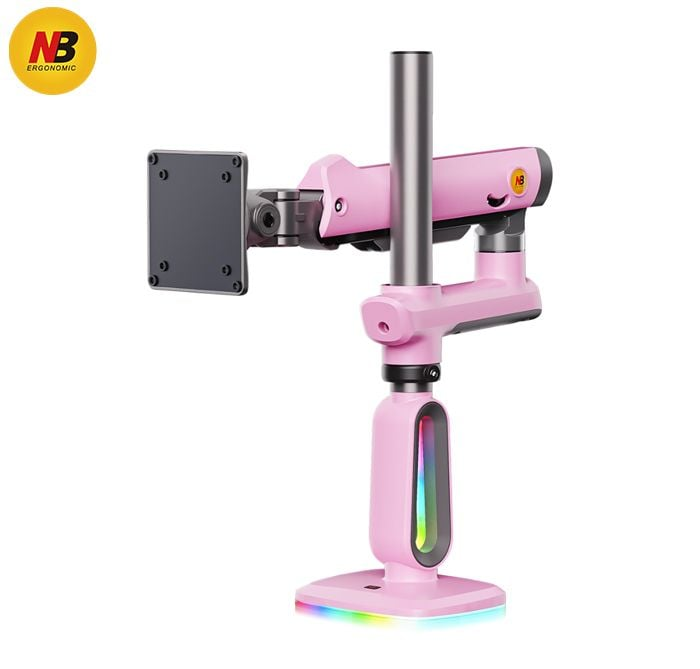 Giá Treo Màn Hình LCD Gắn Bàn NB J7 Hồng LED RGB (32" - 60") – Hàng Chính Hãng