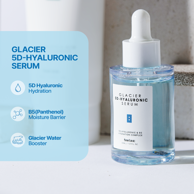 Serum hỗ trợ giảm mụn, dưỡng trắng da Feelxo Hyaluronic Acid 5D Glacier Kèm B5