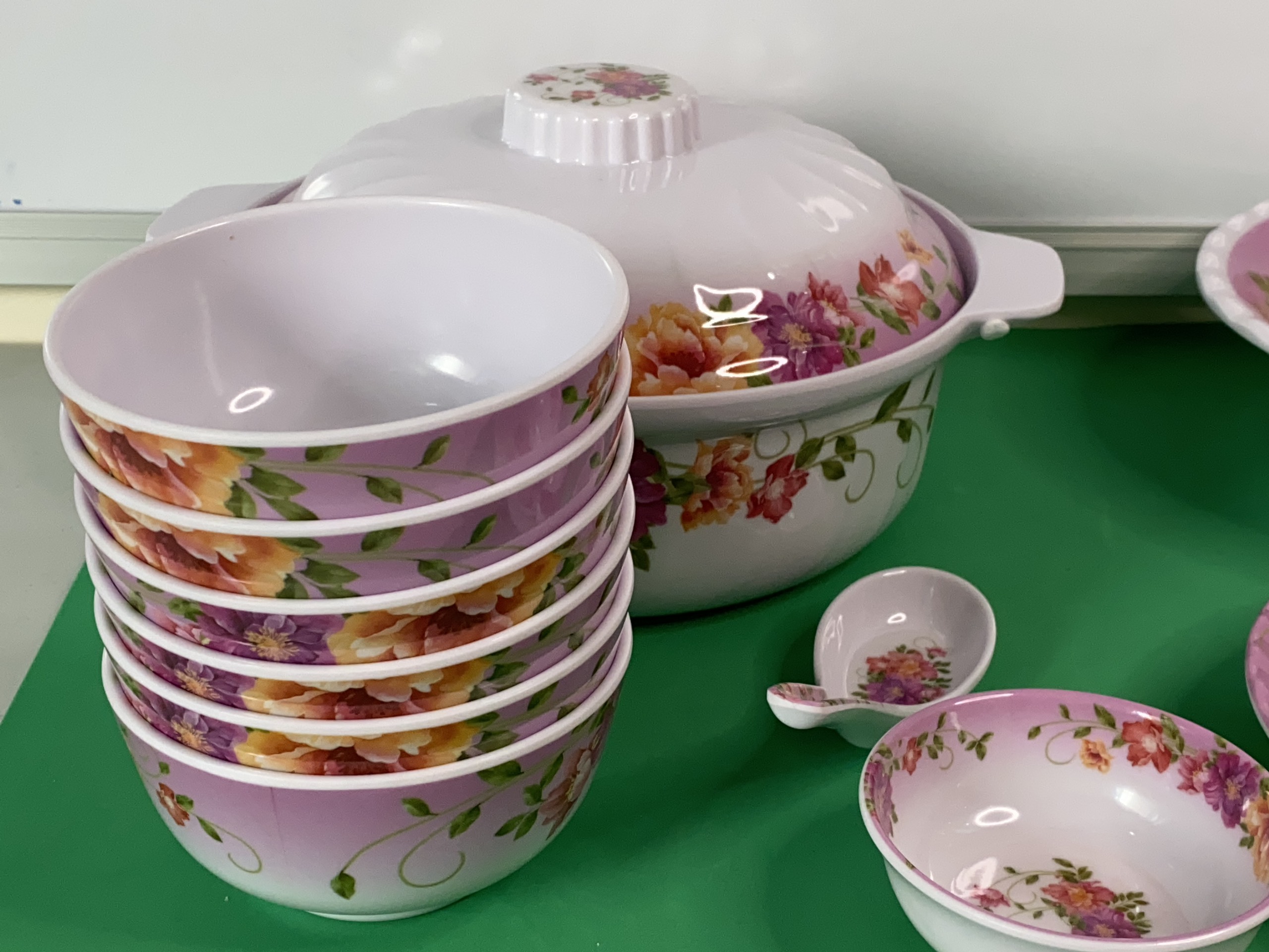 Combo 6 Chén (Bát) Cơm 9 Món ANH THẢO  Nhựa Xanh Melamine Cao Cấp