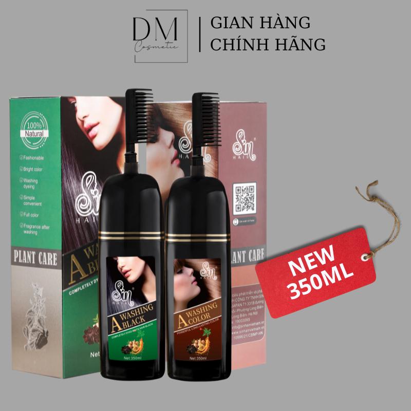 Dầu Gội Phủ Bạc Sin Hair Đen Nâu 350ml Phủ Bạc Tự Nhiên Nhân Sâm Không Xót Da Đầu