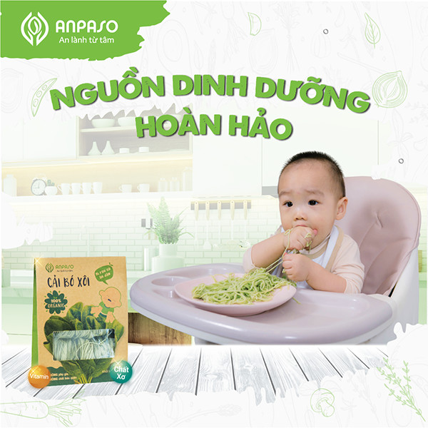 Mì Rau Củ Ăn Dặm Cải Bó Xôi  Organic Anpaso 300g