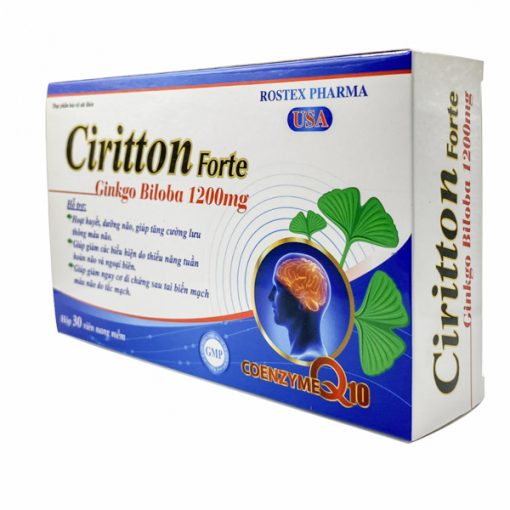 Combo 2 Hộp Hoạt huyết dưỡng não Ciritton Ginkgo Biloba 1200mg - Nattokinase - Hộp 30 viên