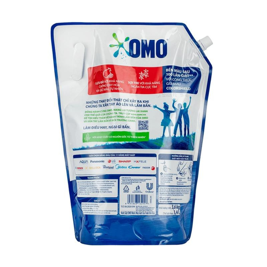 Túi Nước Giặt Omo Matic Cho Máy Giặt Cửa Trước Bền Đẹp Bền Màu Sau 100 Lần Giặt 3.6Kg