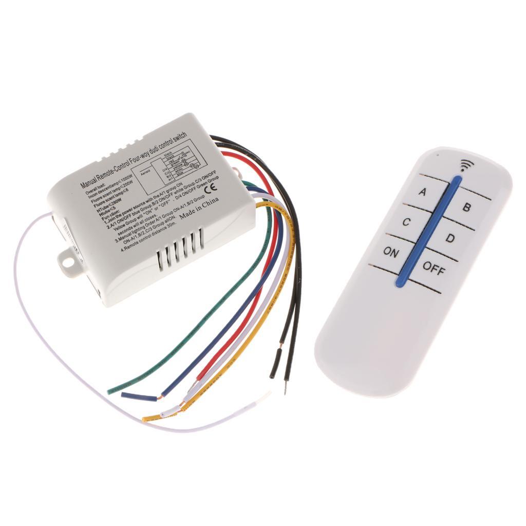 4 Way ON/OFF Light Switch RF Remote Controlled Switch Receiver+Transmitter