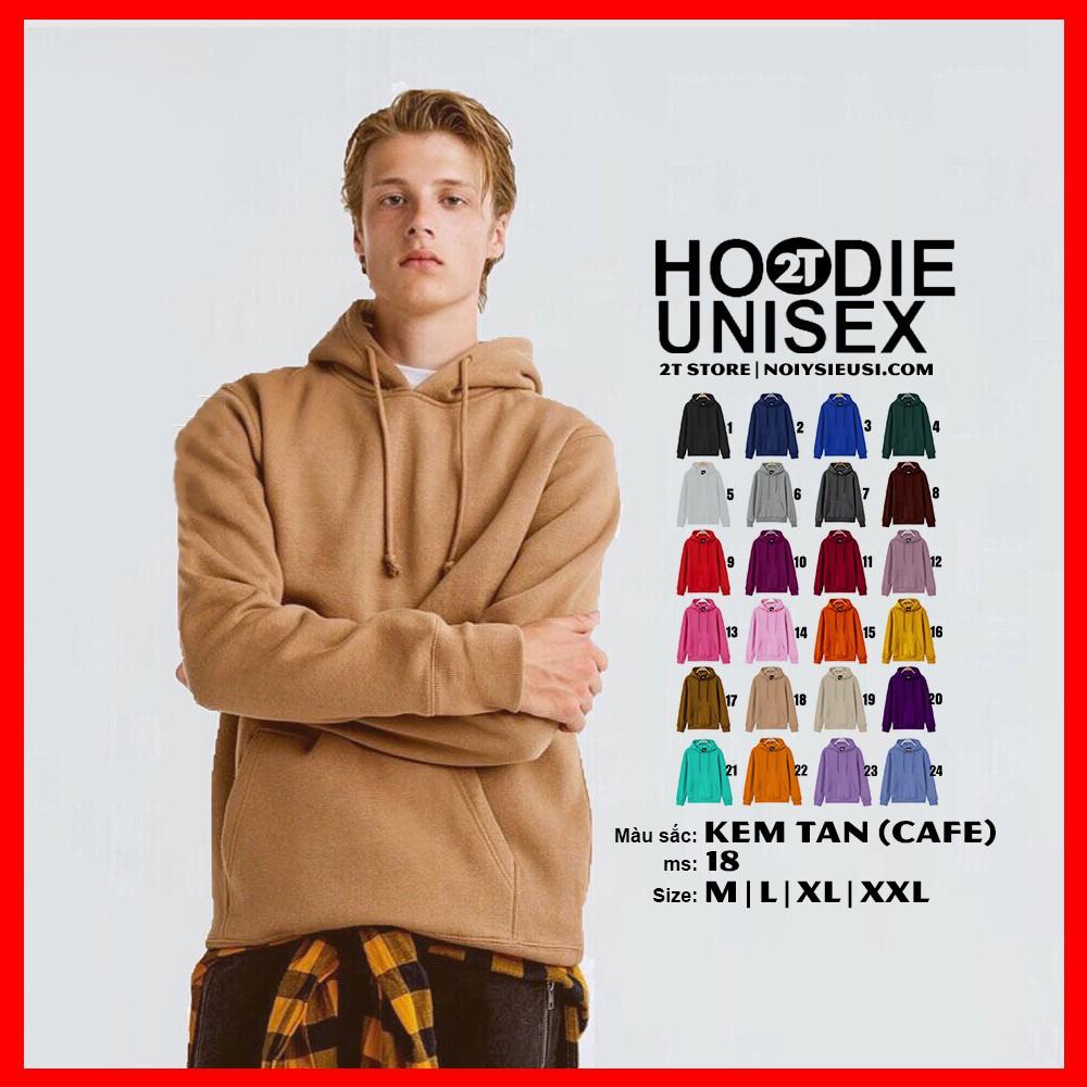 Áo hoodie unisex 2T Store H18 màu kem tan cafe