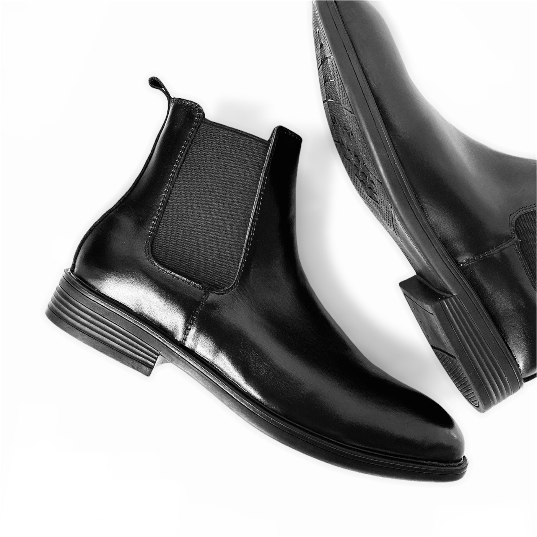 Giày Chelsea Boots Nam Da Trơn Màu Đen TEFOSS HN601 Cao Cổ Da Thật Cao Cấp Size 38-43