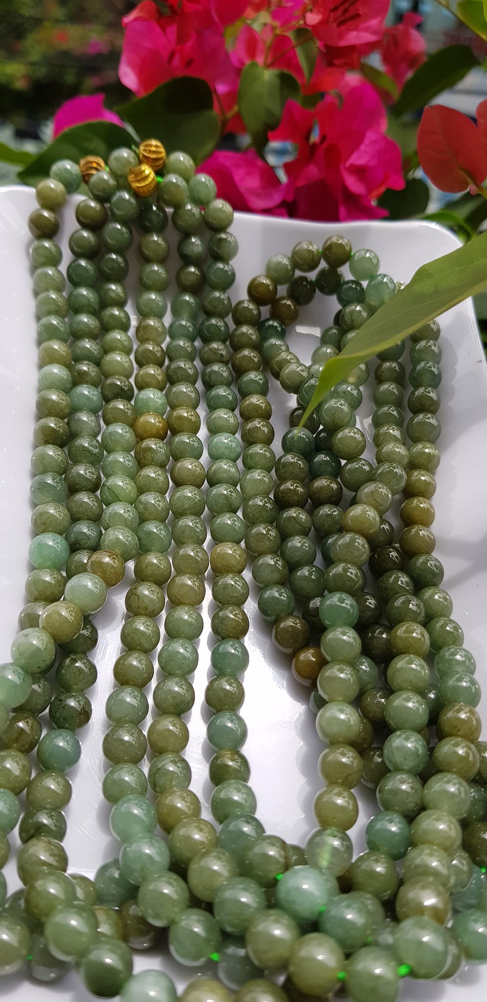 Vòng Chuỗi đeo Cổ hay niệm 108 hạt charm bi kiểu màu vàng Đá cẩm thạch tự nhiên Chuỗi cổ hạt size 7mm xanh ngọc dầu bóng mượt đẹp nữ đeo cổ nhẹ nhàng mát của đá tự nhiên tâm bình yên Món quà tặng Mẹ và người thân ý nghĩa và cho chính bản thân mình ạ