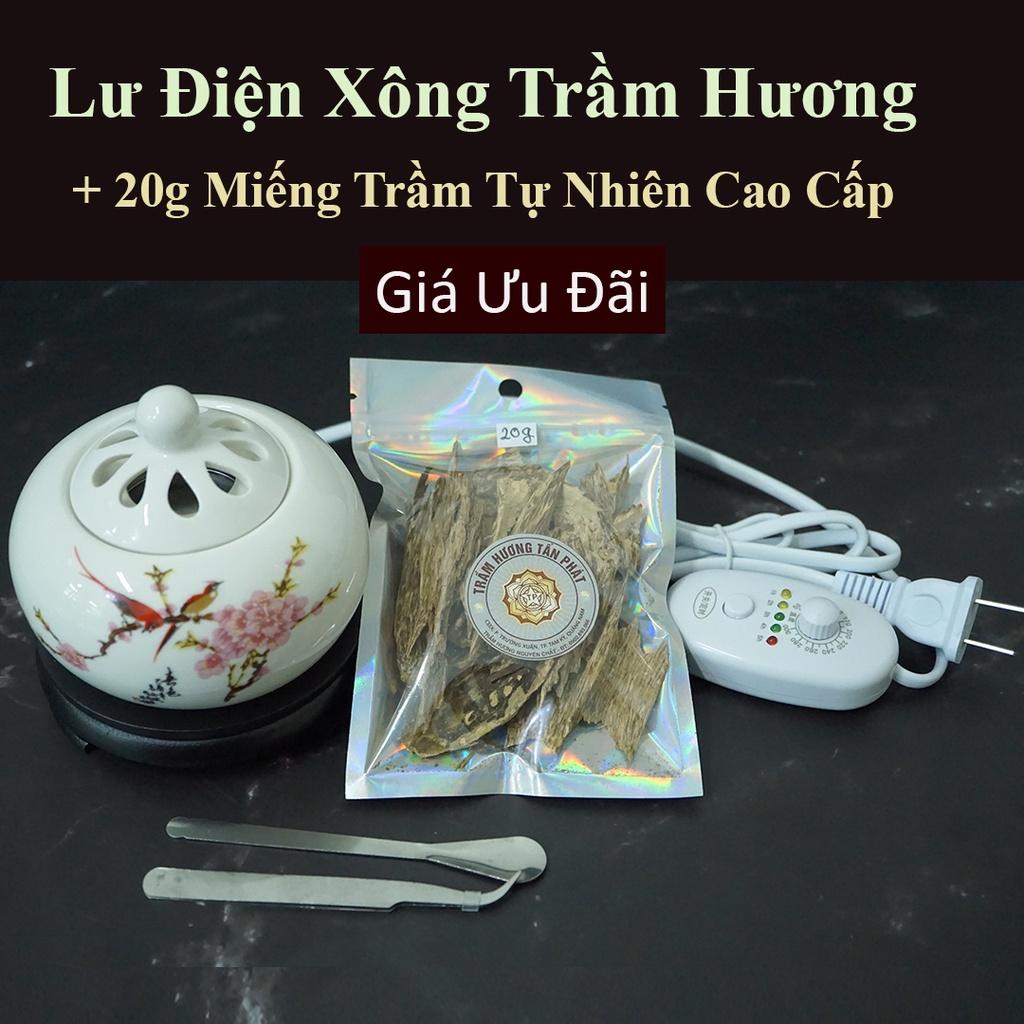 Lư Điện Xông Trầm Hương – Màu Trắng đế liền Cực đẹp – Xông Bột, Miếng Trầm