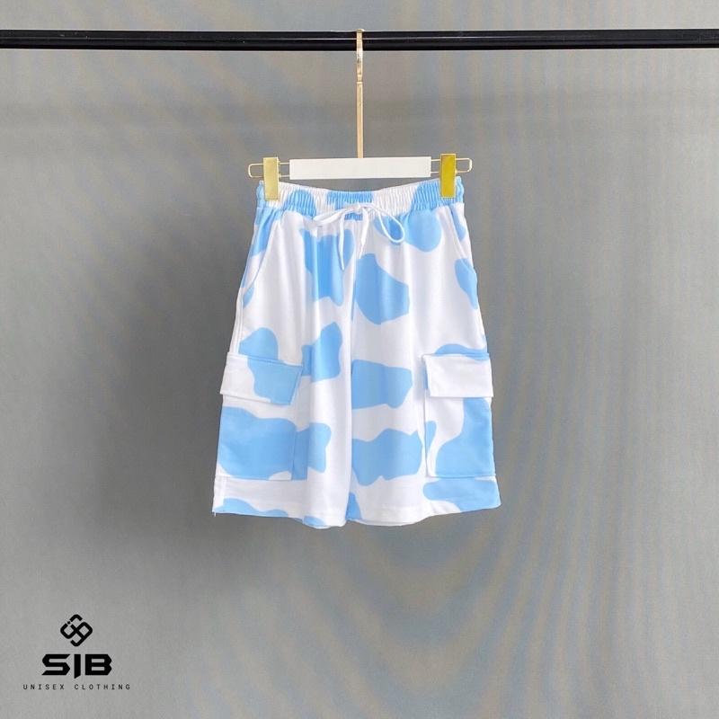 Quần short túi hộp SIB Clothing chất thun ống rộng unisex bò sữa SIB007