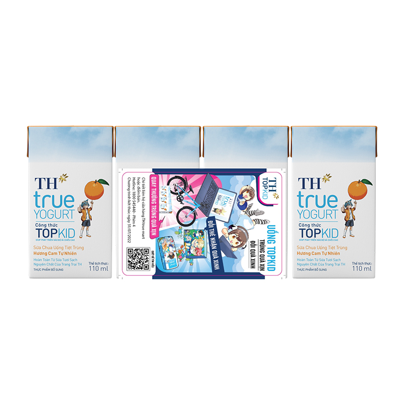 Thùng Sữa Chua Uống Tiệt Trùng Topkid Cam TH True Milk (110ml x 48 Hộp)
