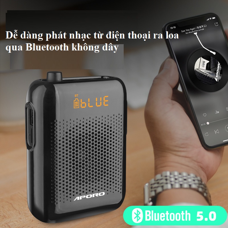 Loa máy trợ giảng Aporo T30 UHF, công suất 20W không dây cao cấp - Hàng chính hãng