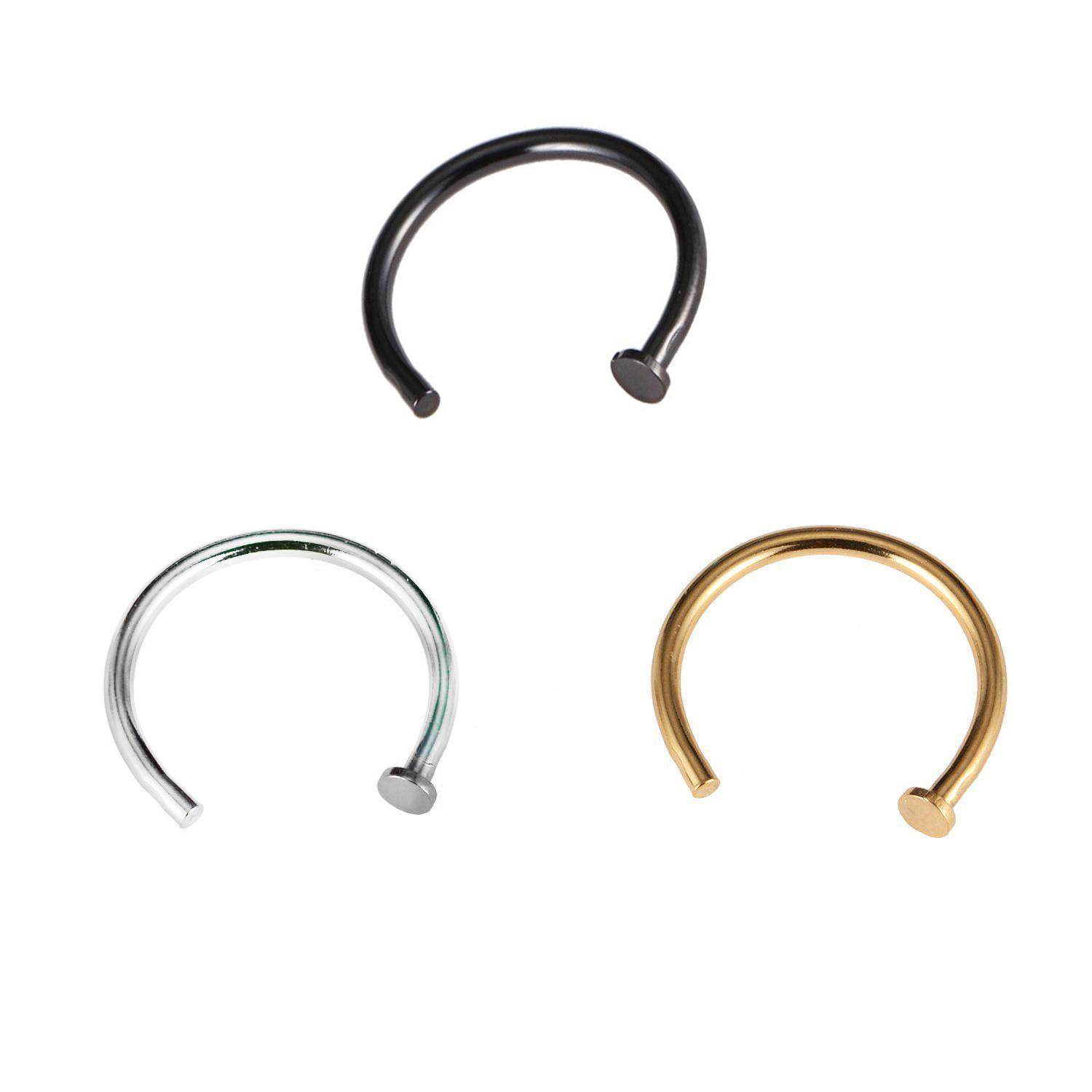 3-7pack Stainless Steel Nose Ring Hoop Piercing Body Jewelry as described