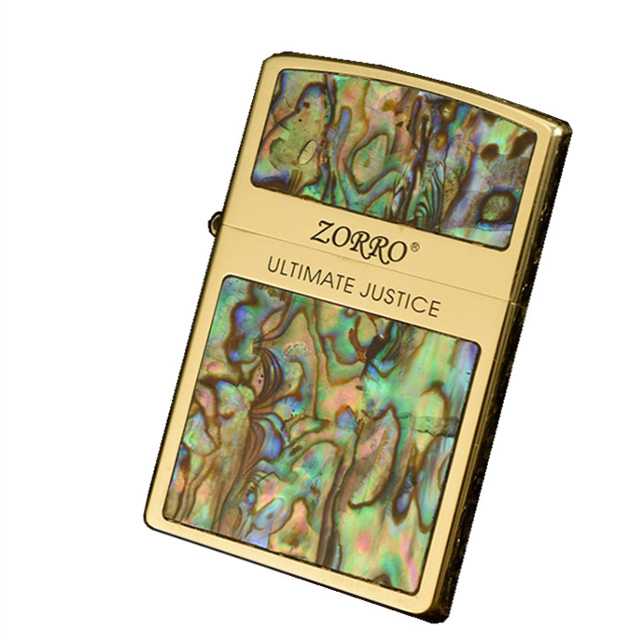 Vỏ Hột Quẹt Bật Lửa Xăng Đá Zorro Z91573 Họa Tiết Khảm Trai In Logo - Dùng Xăng Bấc Đá Cao Cấp