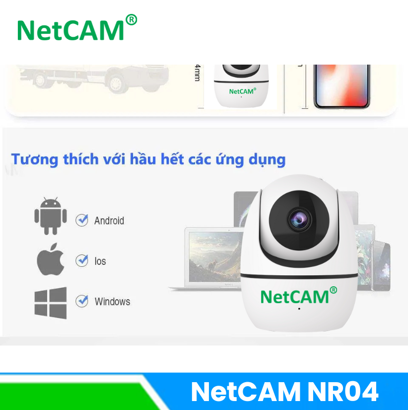 Camera WiFi NetCAM NR04 3.0MP, Quay quét 360 độ, Đàm Thoại 2 chiều, Báo động qua điện thoại - Hàng chính hãng