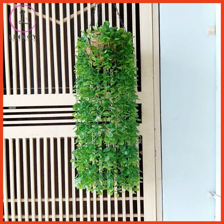 Hoa giả, giỏ lá nhân tạo rũ dài 80cm trang trí ban công, cửa sổ, mái hiên, trang trí sân vườn, văn phòng, lớp học