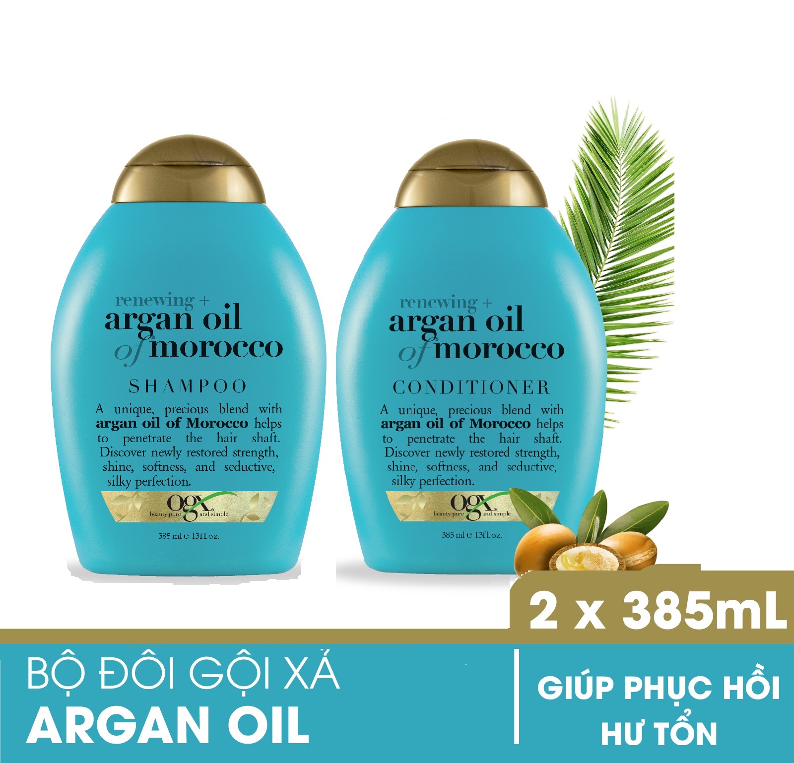 Bộ 2 Dầu gội đầu và dầu xả OGX Renewing Argan oil of Morocco 385ml