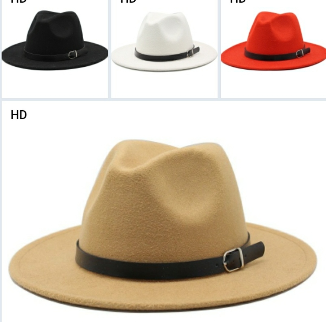 Mũ cao bồi Panama nón phớt fedora nón jazz rộng vành nam nữ đai da màu đen dona22101506