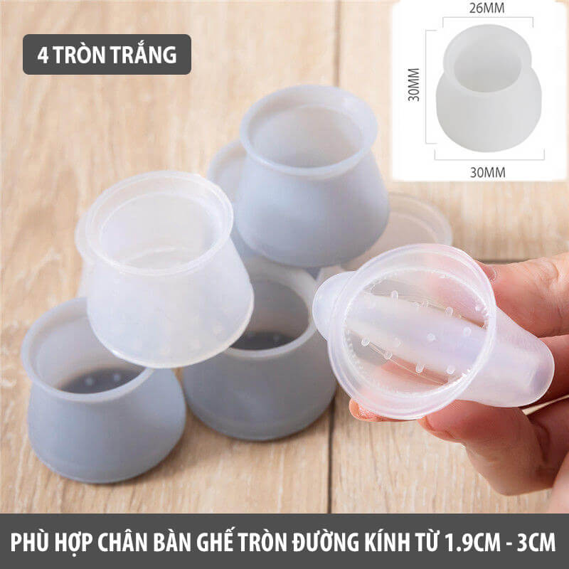COMBO 4 Miếng Lót Chân Bàn Ghế Silicone Bọc Chân Bàn Ghế Vuông &amp; Tròn Tiện Lợi