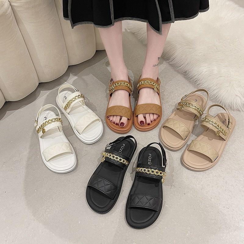 Tăng 1 sz Dép Quai Hậu/Sandal Nữ Nhựa Dẻo Quai Ngang Xích Đế 3cm Êm Chân G165